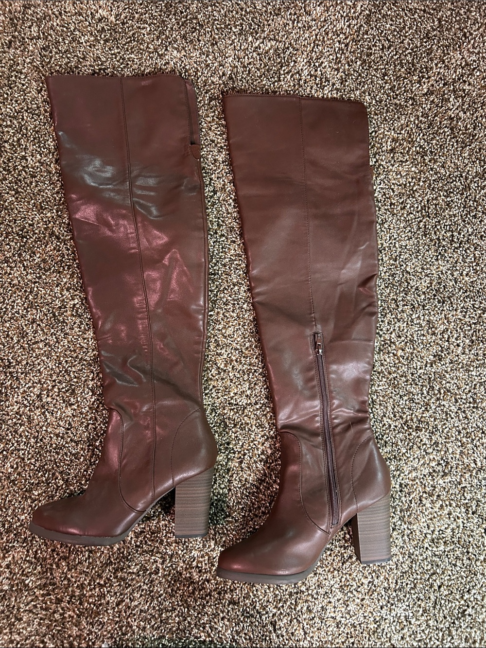 Express Women's Over-the-Knee Block Heel Boots in Brown